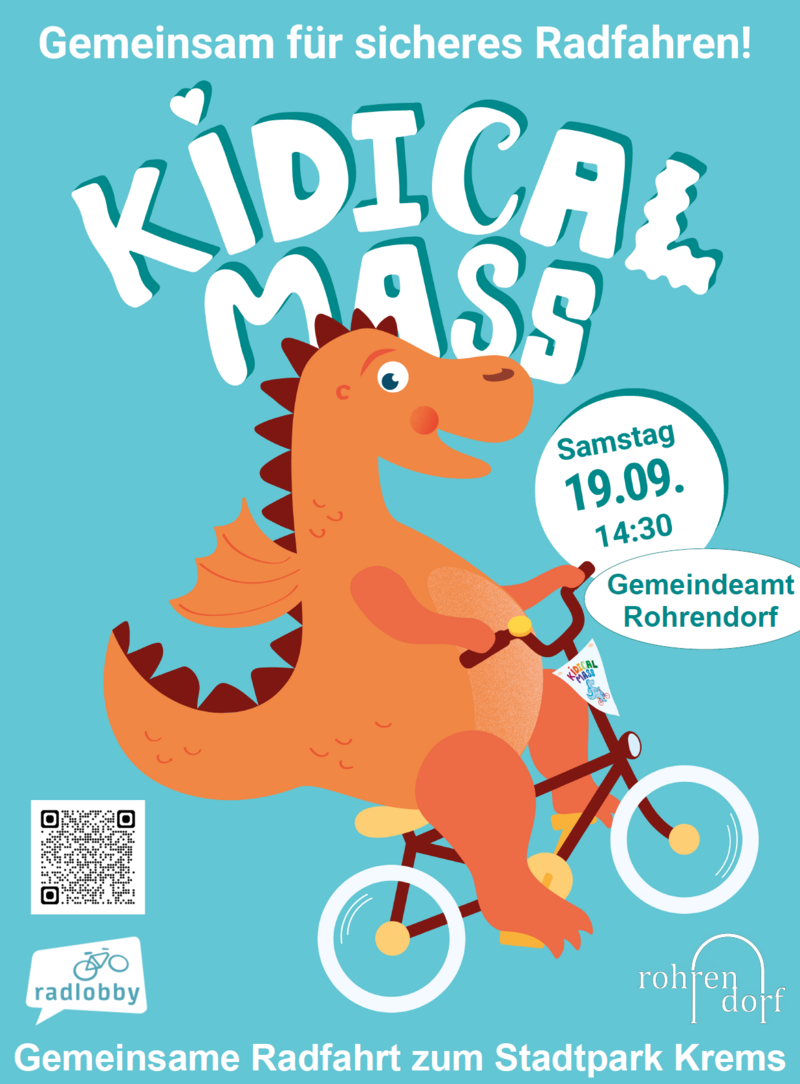 Kidical Mass Rohrendorf: Drache auf Fahrrad am 19.09. um 14:30 Uhr